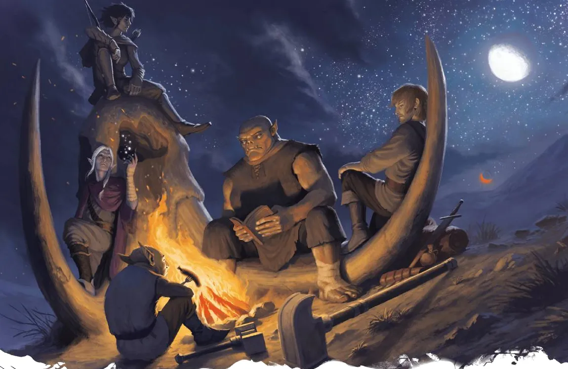 un grupo de aventureros que parecen pensativos