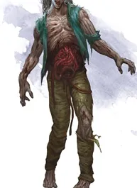 Un zombie con ropa hecha de jirones.