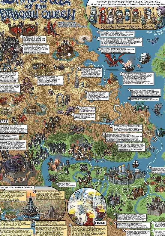 Infografía que detalla la aventura Dragonlance: Shadow of the Dragon Queen