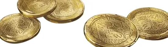 Un pequeño montón de monedas de oro.