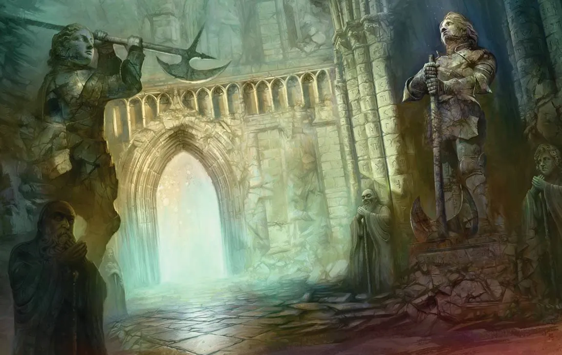 Una imagen del paisaje de una mazmorra subterránea.