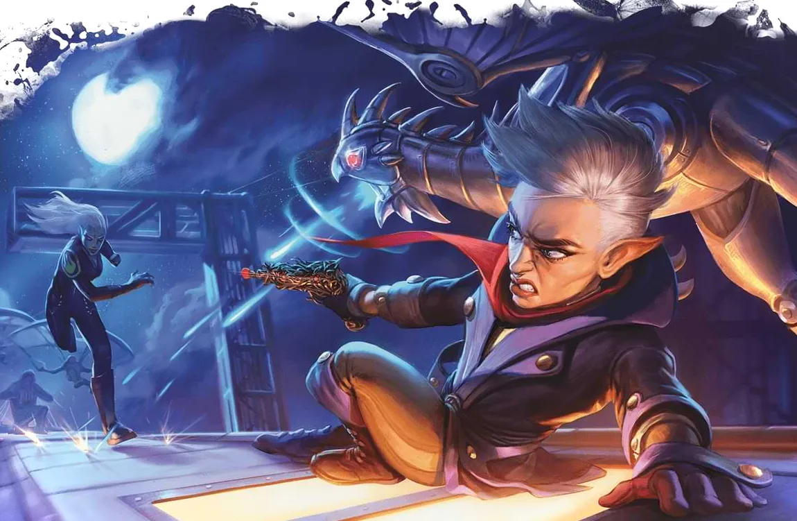 Un artífice entra en batalla con su Steel Defender.