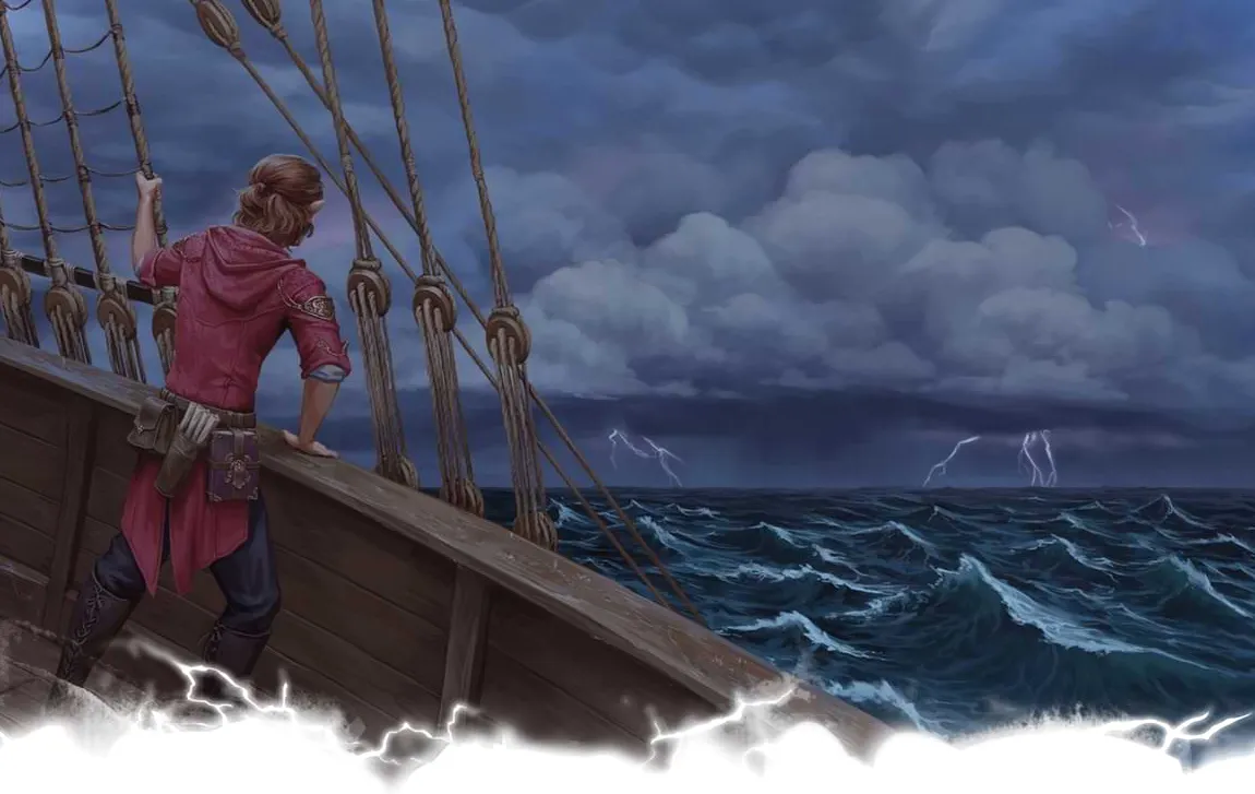 Una aventura a bordo de un barco mira cómo se acerca una tormenta