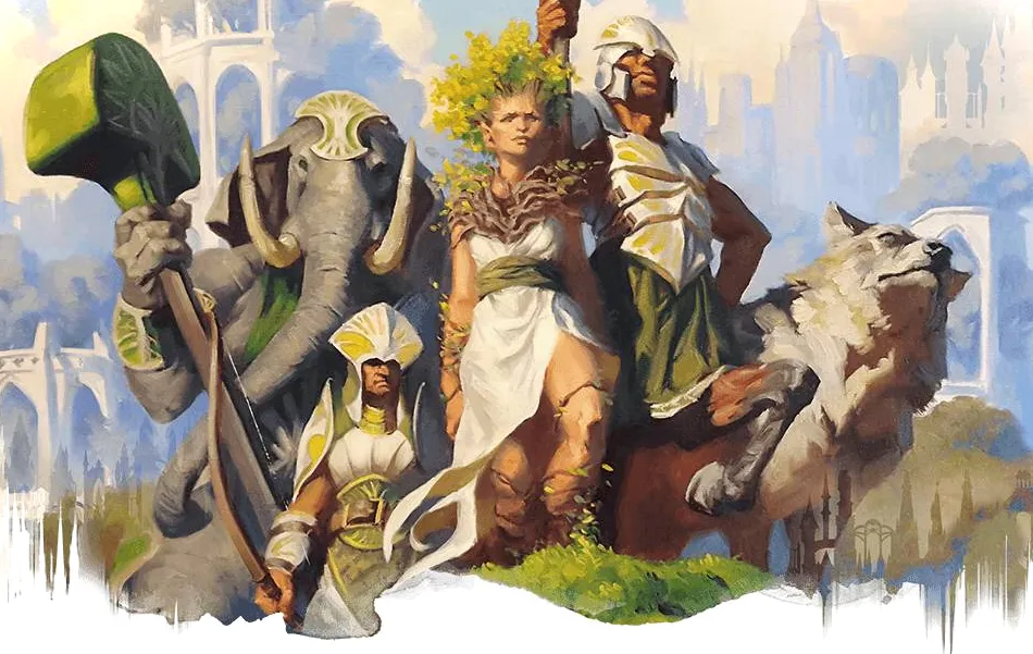 Un grupo de aventureros bien alineados.
